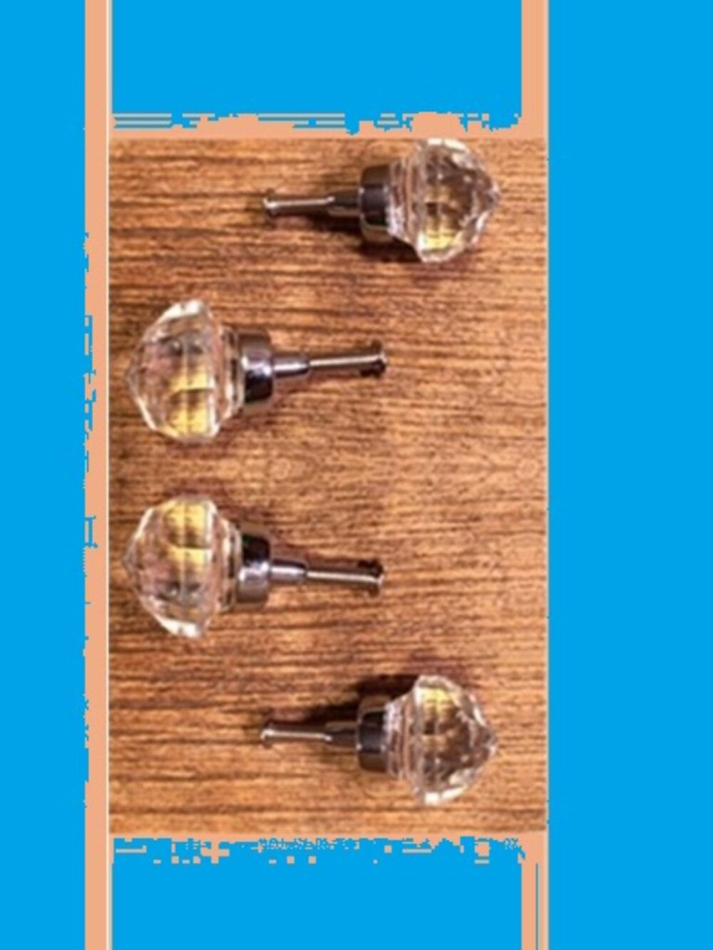 Four (4) Small 1 1/2" tall Clear Solid Crystal Glass Drawer Pull Four (4) HO35C